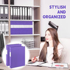 Henoyso 16 Pcs 3 Ring Binder 0.5 Inch Round Fits Letter Size 8.5'' x 11'' Paper Plastic Flexible Binder Bulk Holds 140 Sheets with 1 Pockets Versatile Organizer for Home Office School (Purple)