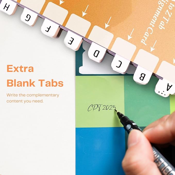 Index Tabs for CPT 2025 Professional Edition, Laminated and Color Coded CPT 2025 Code Book Tabs with Easy Installation and Aesthetic Design.