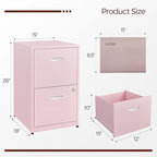 Kubohogar 2 Drawer File Cabinet with Lock,Pink Metal Filing Cabinets,Vertical Locking File Cabinet Fit Hanging Files, Letter,File Box and A4 Documents(Pink)