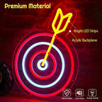 Dart Board Neon Sign for Adult Kids, Dart Target Neon Led Signs, Funny Decor for Man Cave Bar Game Room Bedroom Indoor, Man Cave Led Light Up Signs