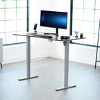 VIVO Electric 63 x 32 in Rustic Standing Desk, Memory Height Adjustment, 1B Series, Holds 220 lbs, Vintage Brown Top Gray Frame, DESK-KIT-1G1N