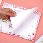 Weekly Planner Notepad Tear Off Set of 2 Weekly Calendar Pad 52 Undated To Do List Notepad Desk Planning Pads Productivity Tracker for Work School Home Goals Notes Schedule Ideas, Floral Pink