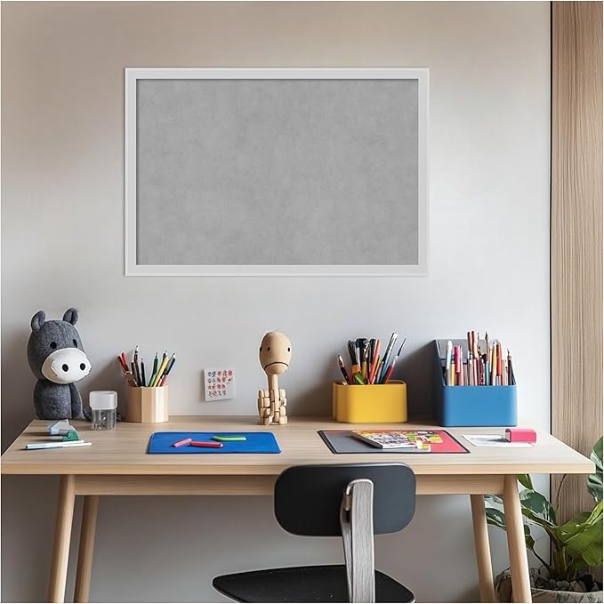 Amanti Art Silver Framed Magnetic Board 17x25 Medium Vision Board for use with Magnets, 100% Metal Sheet to Display Items as Office Decor or for Home Organization in mudroom, Kitchen or Kids Room
