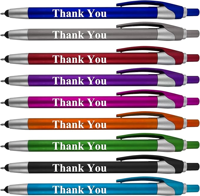 Personalized With your Custom Logo or Text Pens-Pack of 450- for Marketing, Parties, and Events, 2 in 1 Capacitive Stylus & Ballpoint Pen Compatible With Touchscreen Devices, Black Ink, Gold Pens