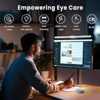 Quntis Monitor Light Bar Pro White, Eye-Care No Glare USB Computer Lamp, Stepless Dimming & Auto-Dimming Brightness, Dual Control, Modern Aesthetic Space Saving Desk Accessories Office Gaming Reading