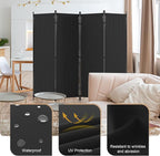 Kecreque Room Divider 4 Panel Partition Room Dividers & Folding Privacy Screens w/ 3 Metal Feet 6FT Portable Wall Doubles as a Dressing Screen Portable Wall for Office Kitchen Children's Room,Black