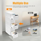 YARDOMGAR 5-Drawer Storage Cabinet with Removable Drawers - 7.87x15.75×33.07in White PP Vertical Plastic Storage Drawers for Toys & Home Decor, 22lbs Capacity (B-White)