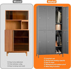 SUPEER 6 Doors Metal Lockers for Employees with 18 Hooks, Metal Employes Lockers with Ventilation Holes for School Garage Office Gym Home,Assembly Required,Dark Grey