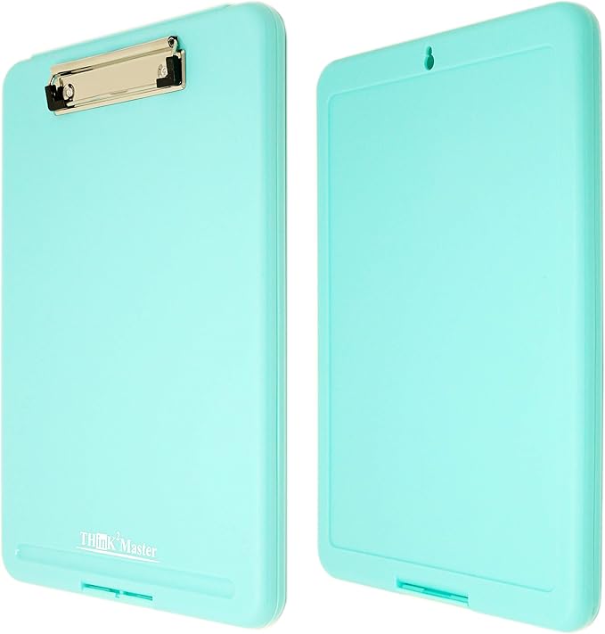Think2Master Teal Plastic Storage Clipboard. | 25% Heavier & 25% Sturdier| Heavy Duty and Won’t Flex or Bend Like Other Brands (Compare The Weight). Storage Compartment Holds 150 Letter Sized Paper.