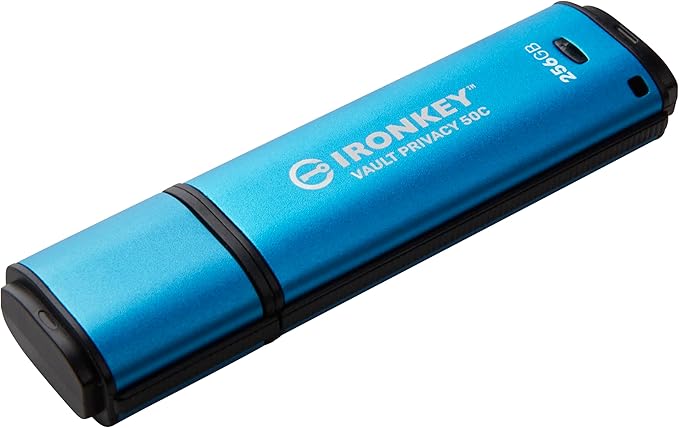 Kingston Ironkey Vault Privacy 50 USB-C 256GB Flash Drive | FIPS 197 Certified | XTS-AES 256-bit | BadUSB and Brute Force Protection | Mult-Password Option | IKVP50C/256GB