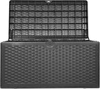 PATIOEASY 80GAL Deck Box - Black,utdoor Cushions, Throw Pillows,Waterproof Patio Storage Box Covers