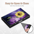 BWEGRHE Slim Credit Card Holder, Sunflower Yellow Purple Galaxy RFID Blocking Metal Wallet for Men & Women, Aluminum Minimalist Hard Case Pocket-Sized Business Cards Organizer (Fits Up to 10 Cards)