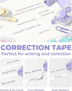 Four Candies White Correction Tape, 39.4 Feet, 4 Pack Easy to Use Applicator for Instant Corrections, Tear-Resistant, Smooth & Quick-Drying Tape for Office & School Supplies