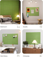 Fluxynara Felt Bulletin Board Tiles Large 48" x 36" Cork Board Alternative-6 Pack with 40 Adhesive Tabs, Thick Slat Wall Panels for Office Decor, Push Pin Board Wall Organizer Alternative-Kelly Green