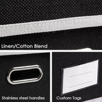 PRANDOM Foldable Storage Box with Lid [3-Pack] Fabric Collapsible Storage Bin Organizer Container Basket Cube with Cover for Home Bedroom Closet Office Nursery Black (14.9x9.8x9.8)