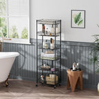 SINGAYE Shelf Closet Wire Shelving：Adjustable Metal Unit for Laundry Room Organization Bathroom Kitchen Home Storage with Wheels Pantry Rack Shelves