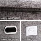 PRANDOM Foldable Storage Boxes with Lids [3-Pack] Linen Fabric Collapsible Storage Bins Organizer Containers Baskets Cube with Cover for Home Bedroom Closet Office Nursery (14.9x9.8x9.8)