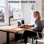 WALI Single Monitor Arm Desk Mount for 13-32 Inch Screens, Premium Gas Spring Monitor Stand with Full Motion Tilt, Swivel, Rotation, Holds up to 19.8 lbs, C-Clamp Mount for VESA 75/100mm (GSDM001S)