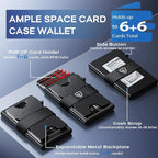 RUNBOX Slim Card Holder Wallet for Men, Minimalist RFID Blocking Wallet with Pop-Up Function, Ultra-Thin Design, Metal Business Card Cases holds 6+6 Cards, Gifts for Men, Men's Accessories