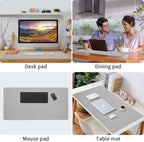 Bloss Large Desk Pad, Grey Desk Mat, Desk Pads on Top of Desks, Computer Mat Non-Slip, Desk Blotter Waterproof, Easy to Clean - Light Grey (31.5 x 15.7 Inches)