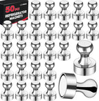 LOVIMAG Fridge Magnets 50 Pcs Refrigerator Whiteboard Small Strong Magnet Classroom Kitchen Accessories Decorative Locker Set Decor Must Haves Office Calendar Refrigerador Magnetic Cute Crafts Silver