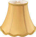 Saangseon Bell Lamp Shade, Scalloped Golden Fabric Lampshade Replacement, Softback, 7'' Top x 14'' Bottom x 10.5'' Slant Height x 10'' Vertical Height, Lamp Harp Included