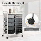 DORTALA 15-Drawer Rolling Storage Cart with Drawers, Rolling Utility Cart w/Removable Drawers & Universal Wheels, Tools Scrapbook Paper Organizer for School, Office, Home, Classroom (Gradient Black)