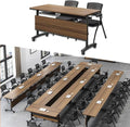 Folding Conference Table On Wheels Conference Room Table,Flip Top Mobile Office Training Table,Foldable Conference Training Senimar Room Tables,Rolling Meeting Table With Silent Wheels(6pack47in) ﻿