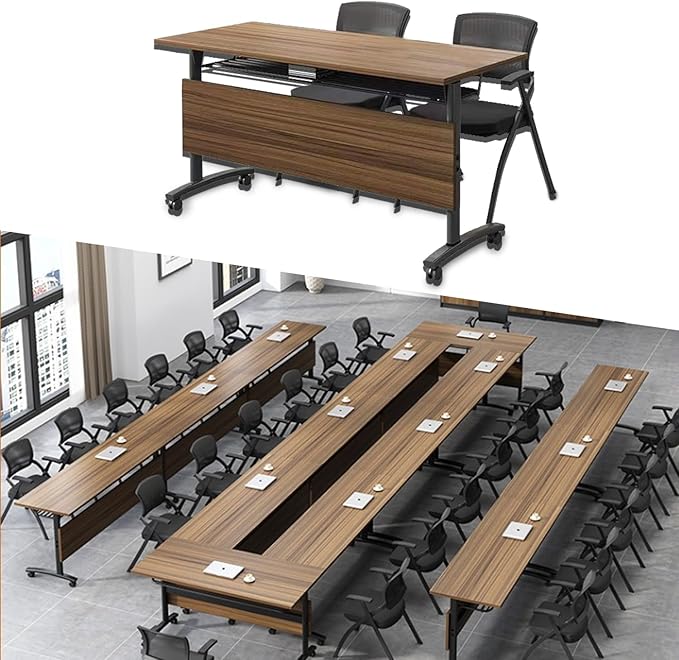 Foldable Conference Table,Modern Mobile Meeting Table with Silent Wheels,Mobile Training Tables for Training Rooms,Rolling Conference Room Tables for Office,Classroom (6pack 61 * 21.6 * 29.5)