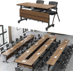 Folding Conference Table,Modern Office Conference Room Tables,Flip-Top Mobile Training Seminar Table,Foldable Rolling Meeting Table with Caster Wheels,Suitable for Office,Meeting Room (4Pack 47.2in)