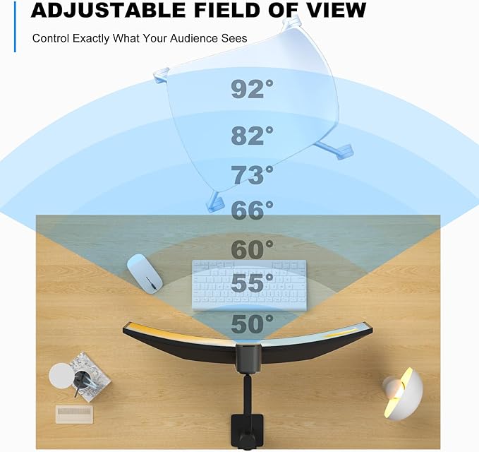 4K USB Webcam with 4 Noise-Canceling Mics, 50-92 FOV, Built-in OSD & Privacy Cover, Plug & Play for Zoom, Teams, Recording