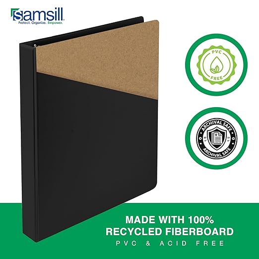 Samsill 1.5 Inch 3 Ring Binders, Made in USA, Economy Round Ring, Clear View Cover, 325 Sheet Capacity - for School, Home, Office - Black, 4 Pack