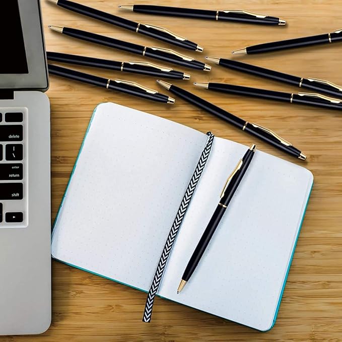 Cambond Black Pens Ballpoint Pens - Black Ink Bulk 1.0 mm Medium Point Smooth Writing Office Pens for Men Women Police Uniform Office Business, 10 Pack (Black)