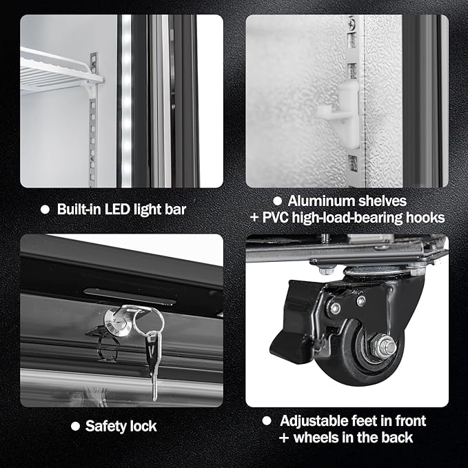 6.5 Cu.Ft Commercial Beverage Refrigerator Glass Door Upright Drink Cooler Display Fridge with Adjustable Shelves and LED Light for Restaurant Bar Store Office