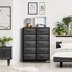 Sorbus Dresser with 10 Faux Wood Drawers - Chest Organizer Unit with Steel Frame Wood Top & Handle Easy Pull Fabric Bins for Clothes - Storage Furniture for Bedroom, Hallway, Living Room & Closet