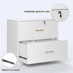 GFGWXW 2 Drawer Lateral File Cabinet with Lock, Suitable for Letter/A4/F4/Legal Size Hanging Files,Large Wood Filing Storage Cabinets Printer Stand for Home Office,White