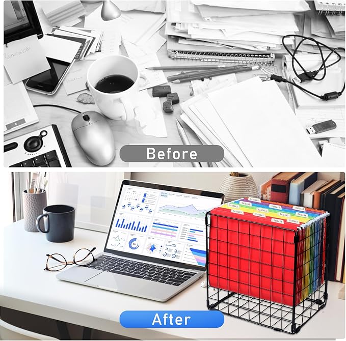 60 Pack Hanging File Folders Letter Size, Colored Hanging Folders with 1/5-Cut Adjustable Tab, Extra Capacity Hanging File Folders, 1 Inch Expansion, Perfect Office, Home, Classroom Supplies