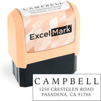ExcelMark Address Stamp - Custom Return Address Stamp with Elegant Designs, Vibrant Colors & Patterns – Perfect for Mail, Invitations & Gifts (Peach Mount, Simple Classic)