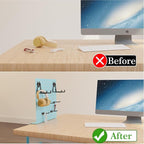 Henitol Desk Side Storage with Clamp-On Desk Pegboard, Steel Privacy Panel, No-Drill Desk Organizer with Pen Holder, Table-Side Laptop Holder for Office and Home (Blue)