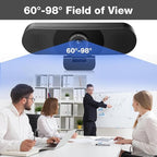 EMEET C980 PRO 3-in-1 1080P Webcam with Microphone and Speaker, 60°-98° Wide Angle Webcam w/ 4 Noise Cancel Mics, 2 Speakers, Auto Low Light Correction W/Cover, USB Camera for Online Conference/Class
