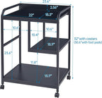 Fannova Printer Stand with Storage Shelf for Home Office Organization, 22 x 18 Inch Large Printer Table with Wheels, Shredder Stand, CPU Stand, Rolling Cart for Host Computer, PC Tower, Desktop- Black
