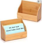SHIQIKEJIPTY 2 Pack Index Card Holder 3X5 Inch Wood Index Card Box for Desk Wood Recipe Box Cards Organizer Case Display Stand Postcard Holder for Office Holds 300 Sheets