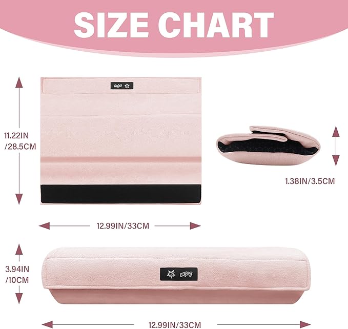 SPRING SEAON Wheelchair Armrest Covers (Pair) - Suede Velvet Memory Foam Accessories Pads for Wheelchair Arm Rest, Office Transport Chairs, Soft Support Cushion for Mobility Aids (Pink)