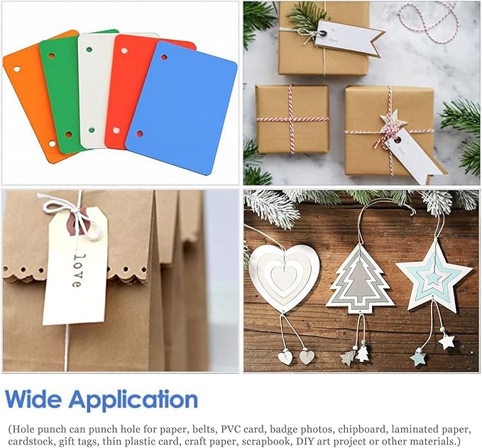 1/8 Inch Single Hole Punch - 2 Inch Reach Deep Throat Heavy Duty Paper Punch - Portable Hand Held Long Reach for ID PVC Cards Plastic Cardboard Photos