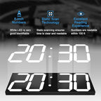 LED Large Digital Wall Clock, Oversize Wall Clock with 6” Numbers, Remote Control Count up/Countdown Timer Clock, Auto Dimmer, Big Calendar and Thermometer(White)