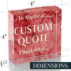 Personalized Gifts, Custom Quote Block Letter Board,Crystal-Clear Acrylic With Gift Box,17 Styles, Holiday and Christmas Gift for Mom, Dad, Girlfriend, Him or Her, Husband, Wife (4"x4, Rosy)