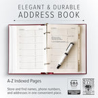 Gallery Leather Large Address Book with Alphabetical Tabs up to 480 Records, Leather Notebook Hardcover, Telephone and Address Books - 9x7", Desk Address, Acadia Pool