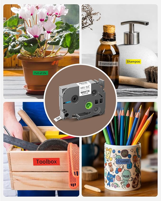 6-Pack Tze 12mm 0.47" Laminated Multi-Color Tz Tape Compatible with Brother P Touch Colored Label Tape Tze 131 231 431 531 631 731 Work for PTouch PT-H110 PT-D210 D220 D400 1290 Label Makers