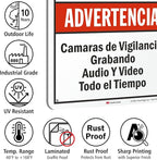 SmartSign 18 x 12 inch “Warning - Audio & Video Surveillance On Duty At All Times” Bilingual Sign, 63 mil Aluminum, 3M Laminated Engineer Grade Reflective Material, Red, Black and White, USA-Made