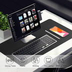 BLESWIN Desk Pad Protector, Leather & Suede Desk Mat, Non-Slip Desk Pad Mat, Large Mouse Pad, Waterproof Desk Blotter Mat, Desk Cover for Office, Home (Black, 23.6" x 13.7")